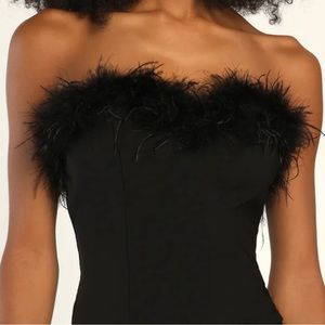 Lulu’s Black Feather Cropped Tube Top | Size L